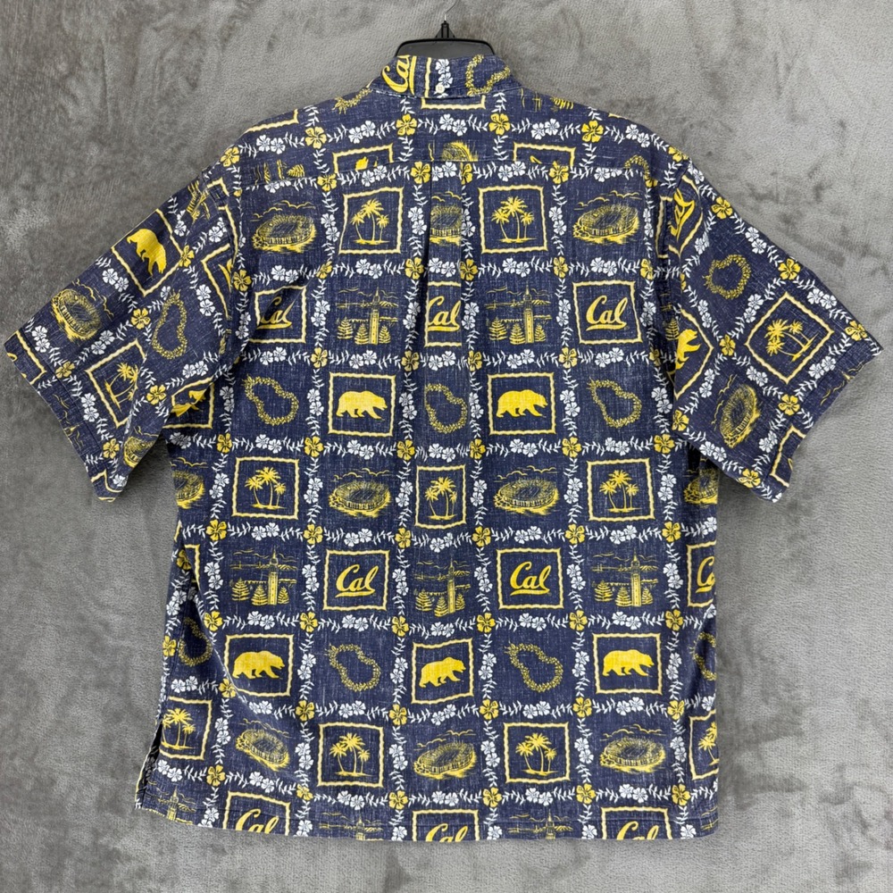 Reyn Spooner Cal Berkeley Bears Hawaiian Shirt Men XL Navy Blue University Aloha - Picture 8 of 9